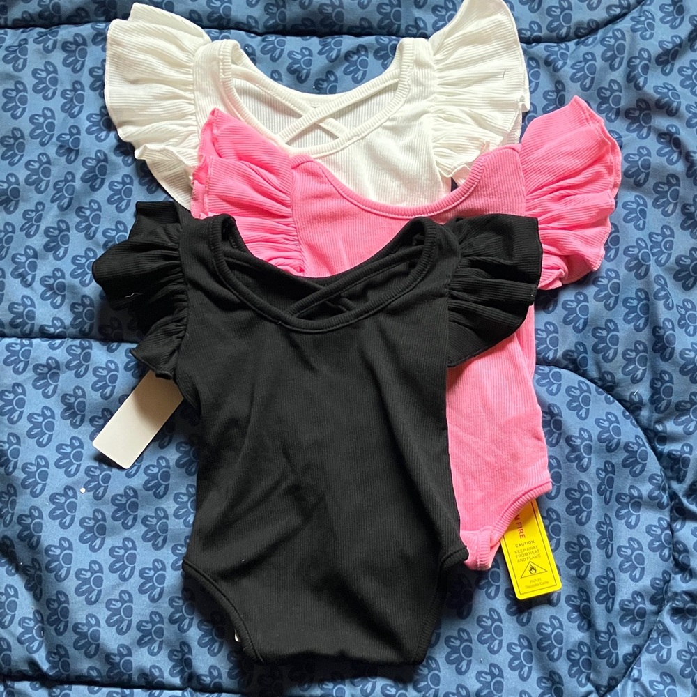 SHEIN Kids Bodysuits - Black, Pink, and White